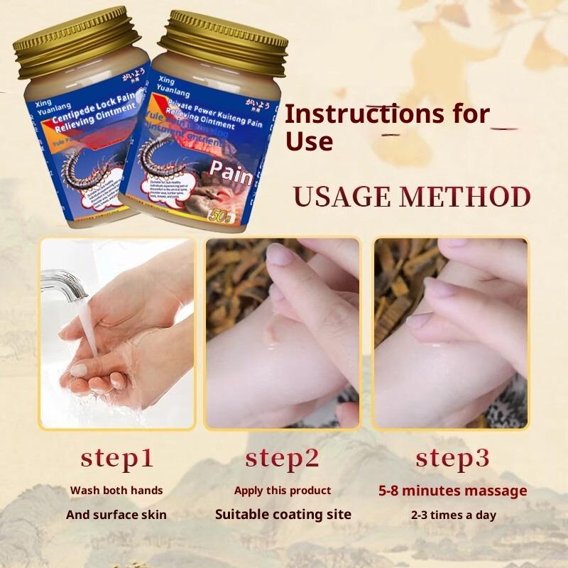 Portable Centipede Analgesic Ointment - Deep Penetration for Back/Leg Aches, Non-Sticky & Skin-Friendly