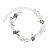 Stylish Thorned Rose Bracelet Adjustable Hand Chain Flowers Link Bangles Victorian Style Jewelry for Fashionable Ladies