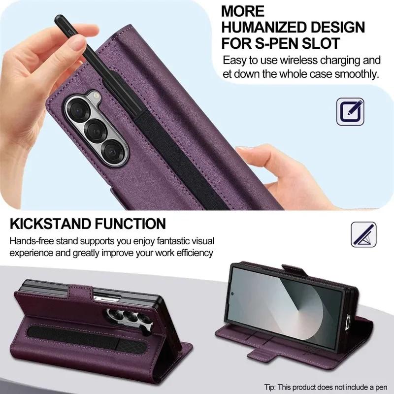 Business Leder Handyhülle für Samsung Z Fold 7 6 5 4 3 fold6 fold5 fold4 Fold3 5G mit Stifthalter Geldbörse Kartenfach Klapphülle