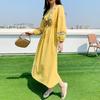 Ethnic Wind Long Dress Embroidered Cotton and Linen White Long Dress Beach Vacation Dresses for Women