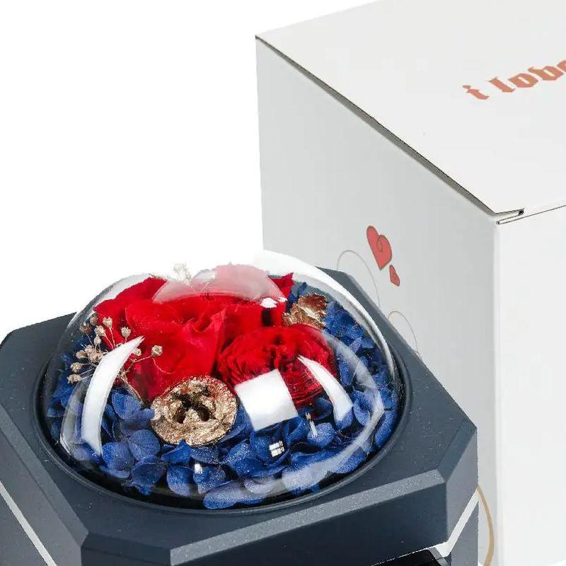 Octagonal Eternal Rose Box with Drawer, Valentine's Day Gift for Her, Portable Keepsake Storage for Earrings Rings Necklaces