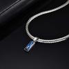 Geometric Square Black Blue Pendant Necklace Stainless Steel Simple Flat Cuban Chain Collars Trendy Hip Hop Jewelry Gift for Men