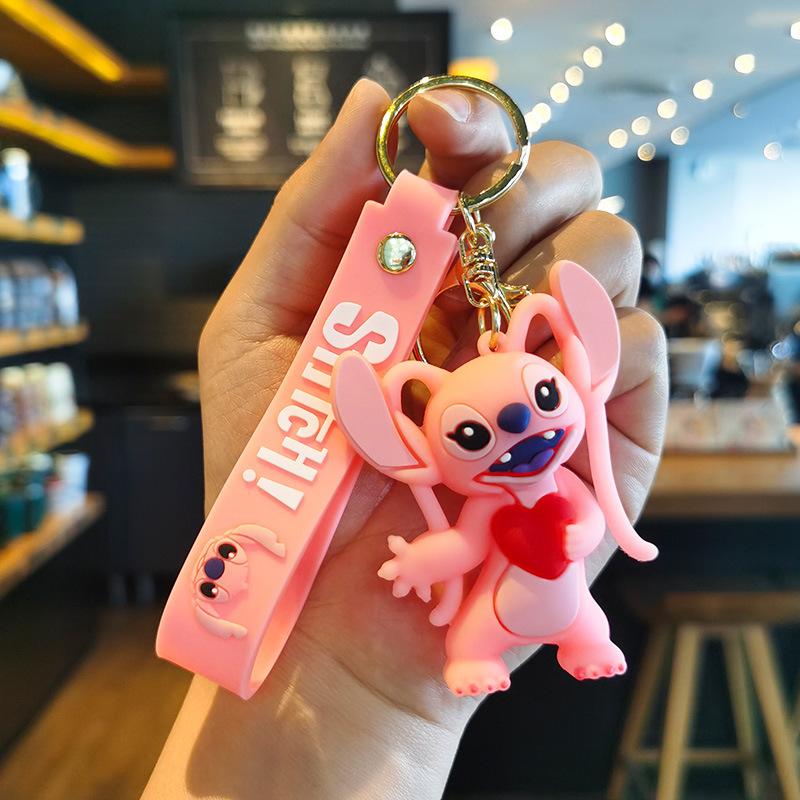 

Stitch Keychain Cartoon Cute Doll Machine Small Student Gift Car Children s Day Keychain Ring Toys Summer Surfing Grass Skirt