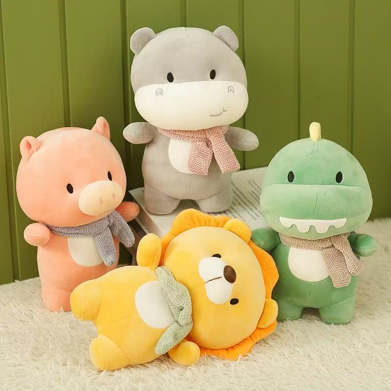 Newest Pig Lion Dinosaur Hippopotamus Doll Kawaii Stuffed Plush Toy Figure Cartoon Anime Cute Kids Birthday Holiday Gift Doll
