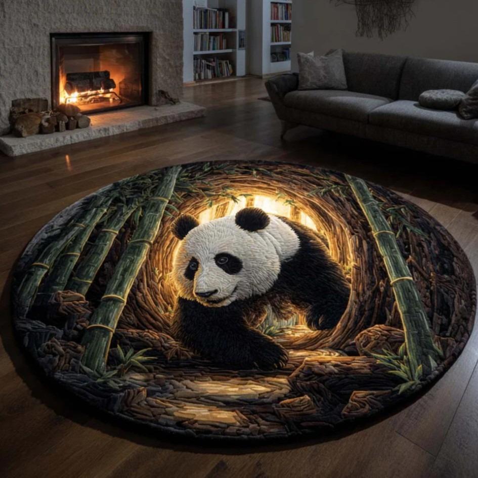 Tappeto Grotta dell'Orso 3D Tappeto Circolare Orso Bruno Realistico con Texture di Pietra Un Pezzo da Pavimento Avventuroso e Artistico per gli Amanti della Natura