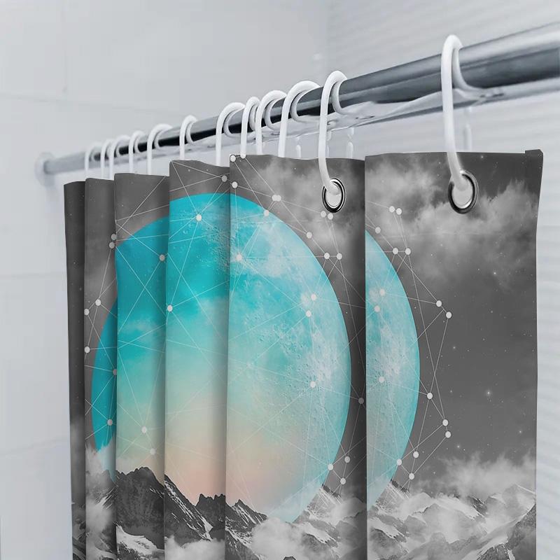 Mountain Waterfall Nature Shower Curtain Forest Landscape Backdrop Scenic Bathroom Decor Artistic Wall Hanging Modern Home Texti