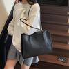 Structured Leather Tote Bag with Long Handle Large Capacity Everyday Fashion Shoulder Bag