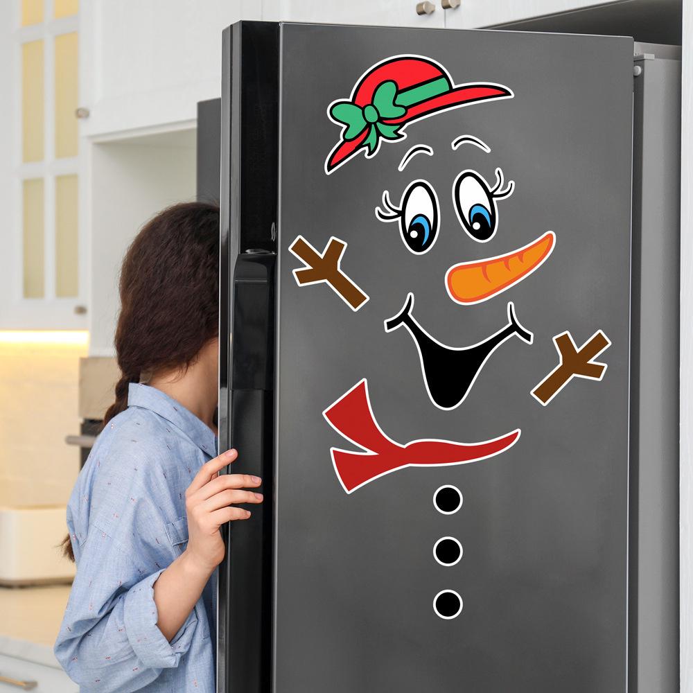 Magnetic refrigerator stickers with snowman image for Christmas. christmas decoration.