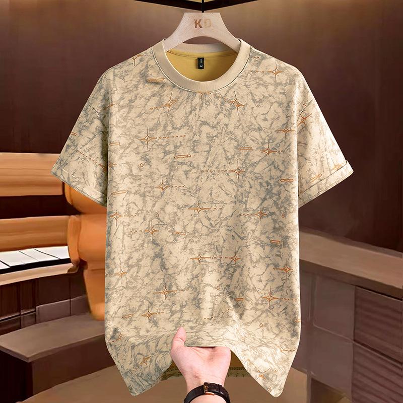 Men's Short Sleeve Summer Printed Crew Neck Versatile Top
