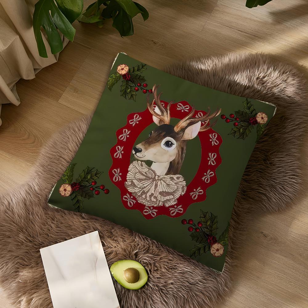 Beauty retro ins style elk cushion cover Pillowcase DoubleSided Printing Sofa Cushion Bedroom Bedside PillowCover 30x30cm