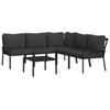 6 Piece Garden Lounge Set with Grey Cushions Steel
