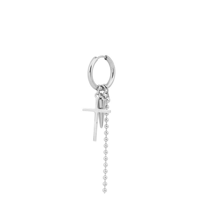 Titanium Steel Cross Cone Chain Earrings - Park Jimin Style, Unisex Harajuku Ear Cuff