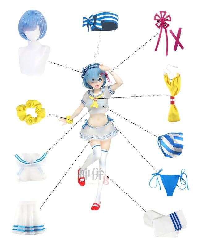 Starting Life In Another World Rem Cosplay Costume with Marine Look Cosplay Costume for School and Stage Wear Marine Look Size [Excellent Quality]