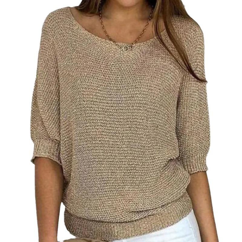 Loose Casual Round Neck Pullover Ladies Temperament Sweater, Autumn Comfortable Ladies Home Knitted Sweater Top