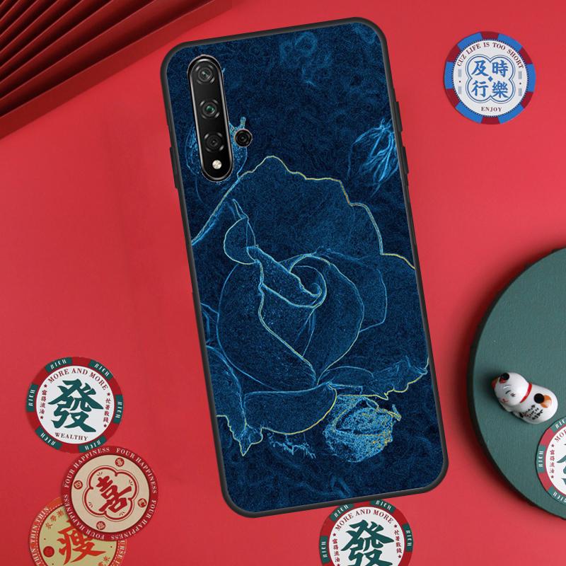 Blaue Rose Kunst für Huawei Nova 11 Pro 9 10 SE Y60 Y70 Y90 Y61 Y91 Y72 Y73 12i 11i 8i P20 P30 P40 Lite Hülle
