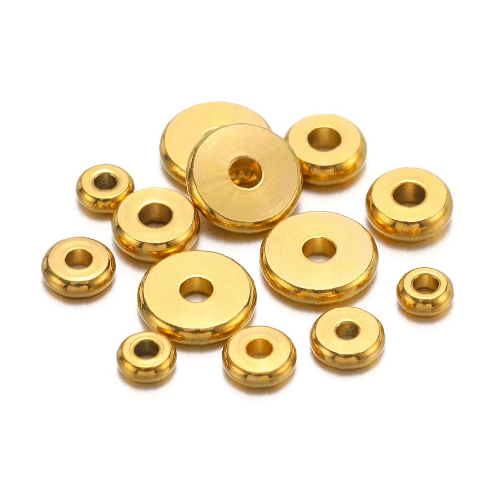 20-50Pcs Stainless Steel Round 4mm 5mm 6mm 8mm Flat Spacer Beads Loose Beads for DIY Jewelry Making Bracelet Necklaces Supplies