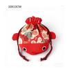 Cartoon Animal Canvas Flower Drawstring Bag New Year Large Capacity Gold Fish Shape Handbag Coin Purse Wedding Candy Bag