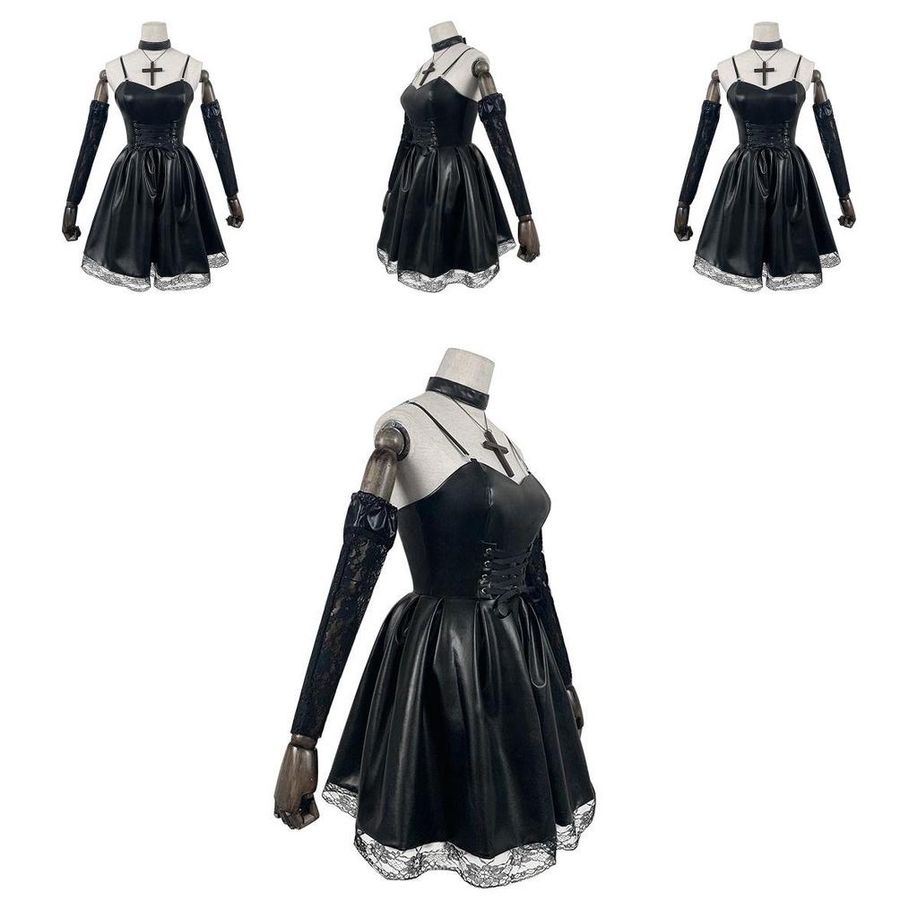 Stylish Misa Amane Death Note Anime Cosplay Black Dress For Halloween And Parties