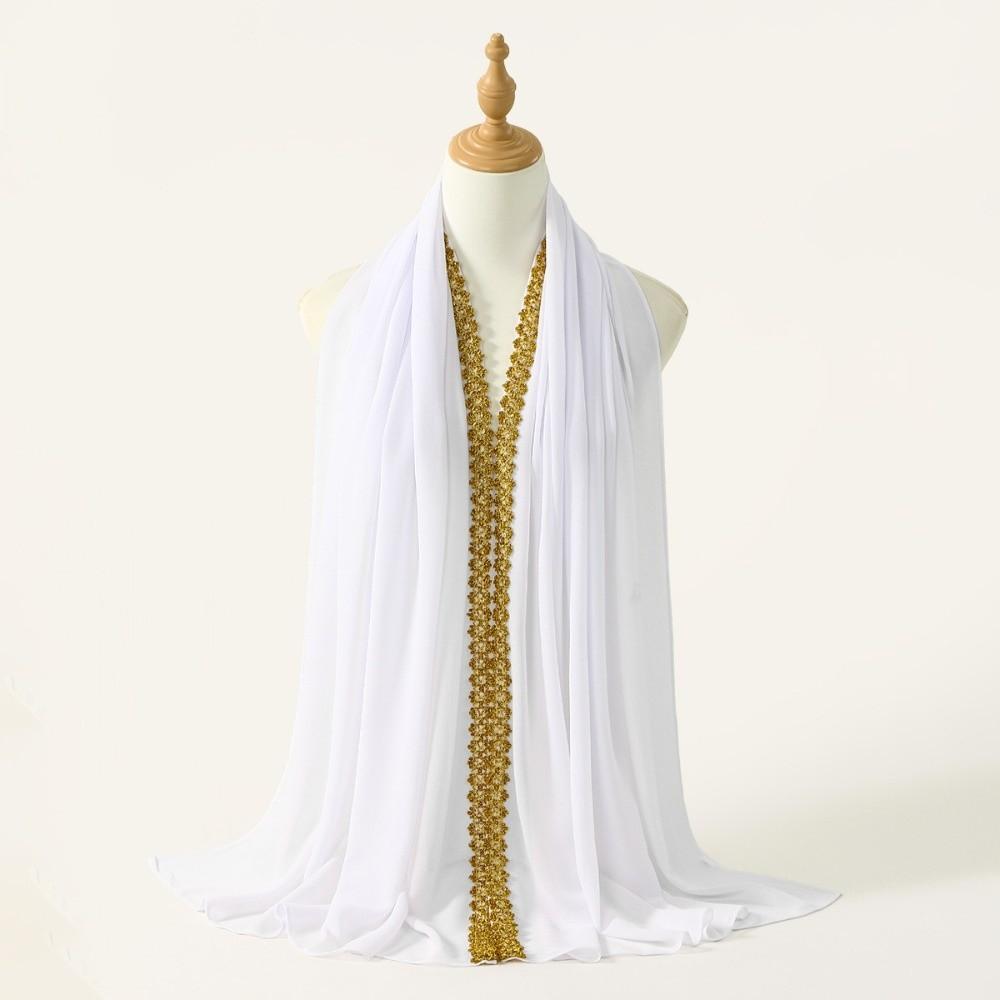Golden Wave Modest Covering Scarf Chiffon Material Shawl Wrap New Eid al-Fitr Hijab  Arab Style
