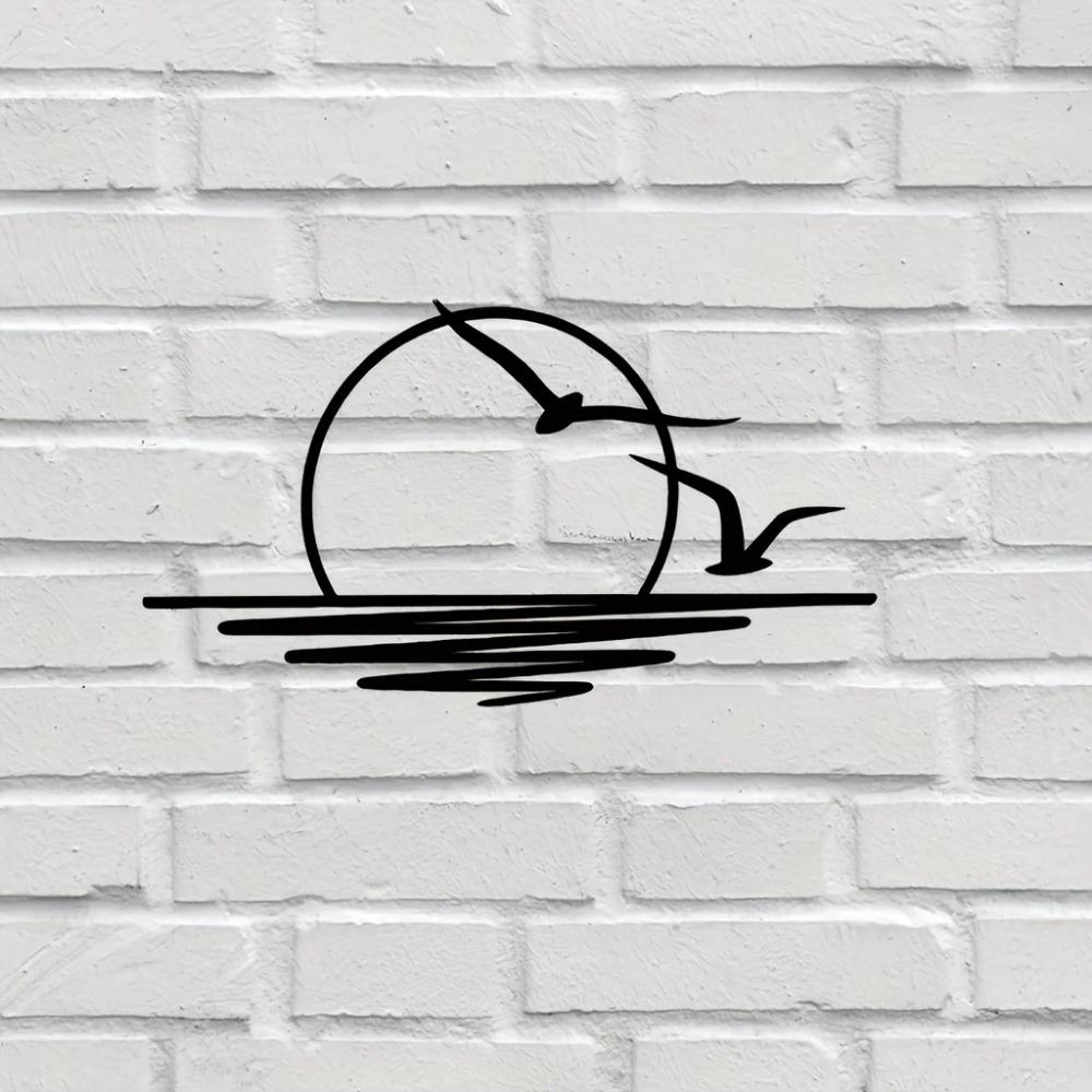 1-teiliges Dekor mit Sonnenaufgangsmotiv – atemberaubende Wandkunst-Dekorationen für die klassische Raumaufwertung im Wohnzimmer mit Metall-Wandbehang.