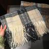 Xiao Tangdou Thickened Plaid Cashmere-Feel Scarf Shawl for Women - Korean Style