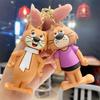 Creative Cartoon Standing Cat Schoolbag Keychain Doll Jewelry Pendant Car Couple Pendant Keychain