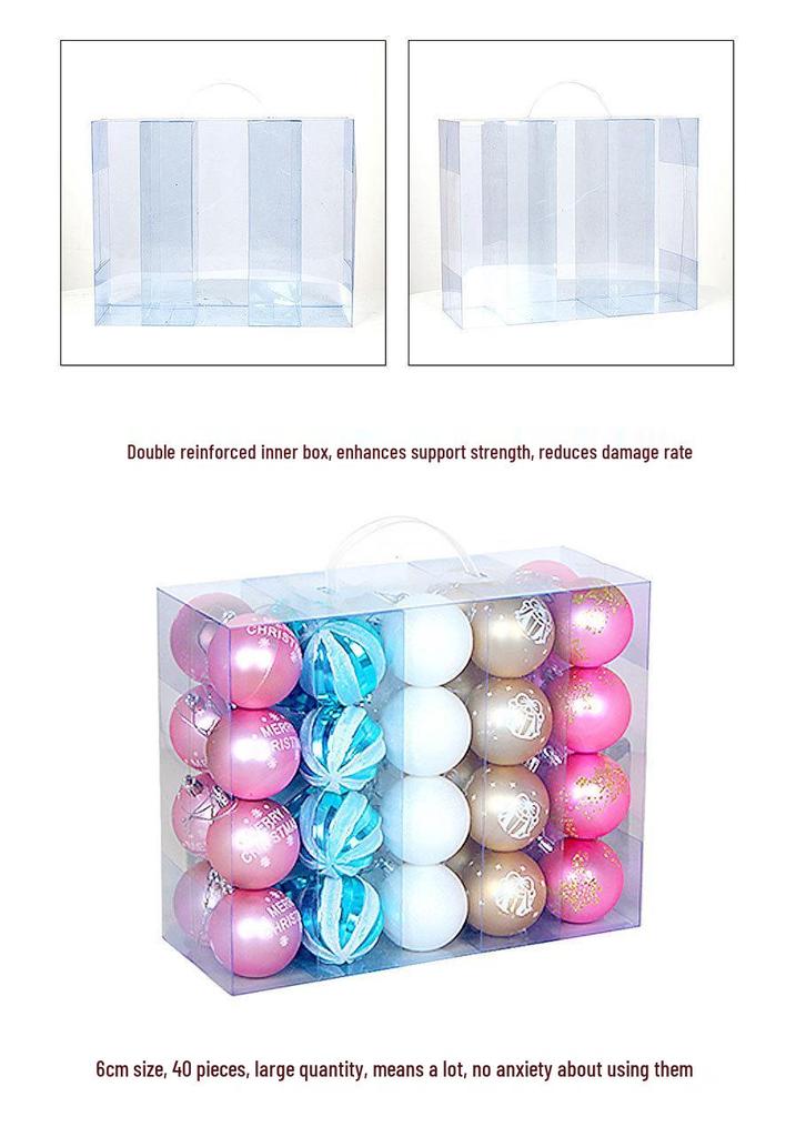 Cross-border Christmas Ornament Set: 40 Decorative 6CM Painted and Plated Plastic Balls.