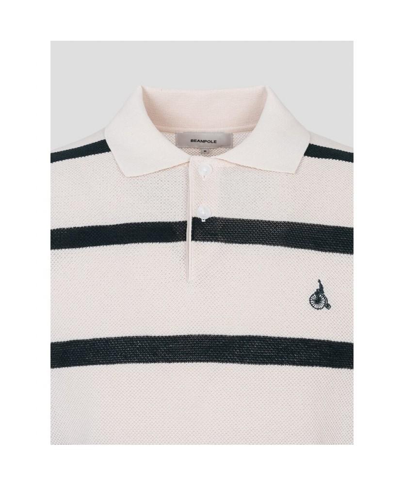 Binpolmen Bold Stripe Collared Neck Knit Ivory