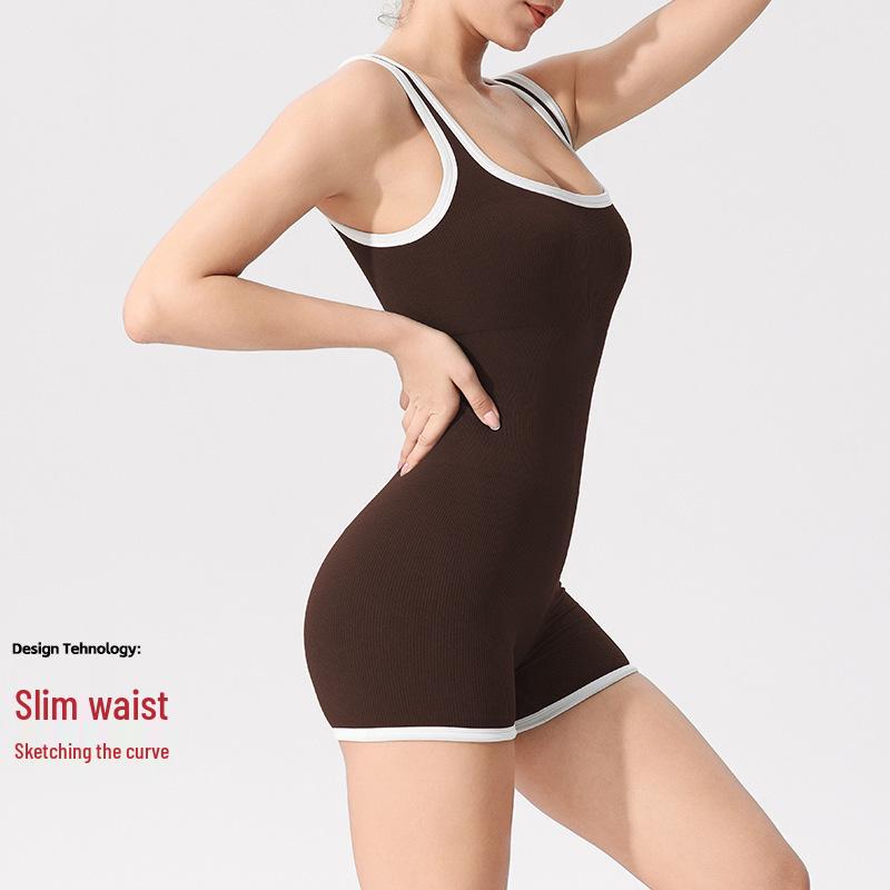 Seamless European Yoga & Dance Bodysuit with Chest Pads – Tight-fitting, Beautiful Back Design.