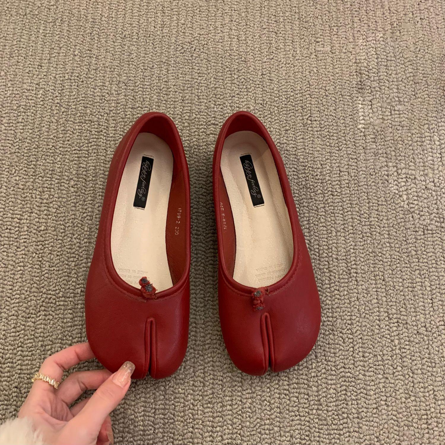 

Весна-лето Женские туфли с закрытым носком Уютные кожаные балетки Лоферы с раздвоенным носком Женские джинсы Mary Женские балетки 38 красный