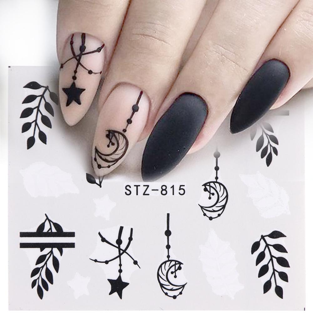 Water Nail Decal and Sticker Flower Leaf Tree Green Simple Summer Slider for Manicure Nail Art Watermark Tips