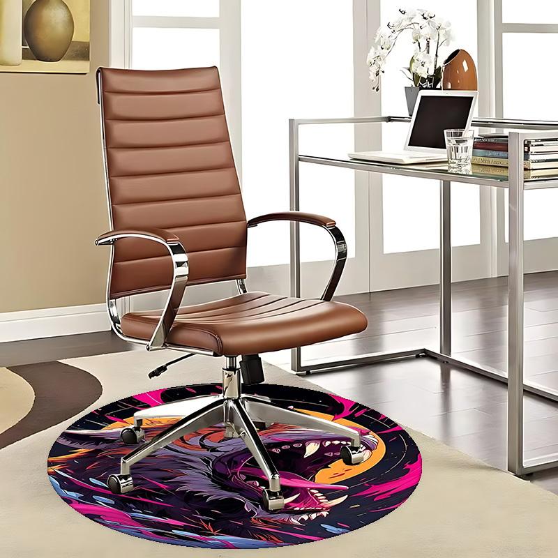 

1pc Anime Design Tiger Head Round Carpet Office Chair Mat, Non Slip Rug for Home Decor, Living Room, Bedroom, Game Room, Festival Gift 80cm