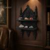 Gladde Braamvrije Gotische Beeldhouwwerk 3D Geprint Dubbel Laags Wandmontage Plank, Zwevend Uniek Donker Huis Zachte Meubilering Stijl Vintage Displayrek