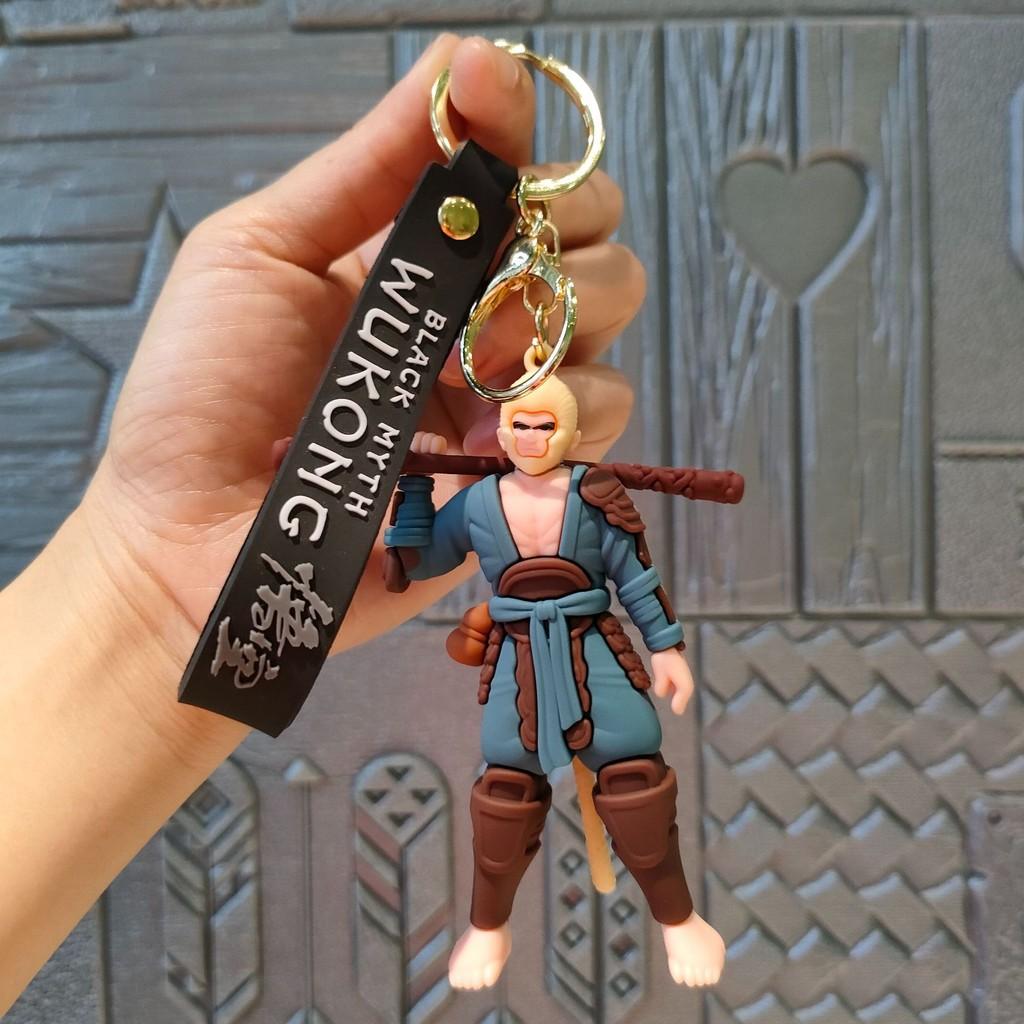 Myth Unique Black Sun Wukong Keyring Cartoon Pvc Doll For Memorable Gift Occasions