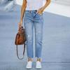 Damenhosen Damen Stretchy High Waist Straight Leg Zerrissene Boyfriendjeans Ausgefranste Knöcheljeans Pantalones De Mujer