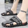 Fashion Men's Baotou Casual Sandals Summer Outdoor Waterproof Comfortable Beach Shoes Fashion Male Dual-purpose Sports Driving Slippers
