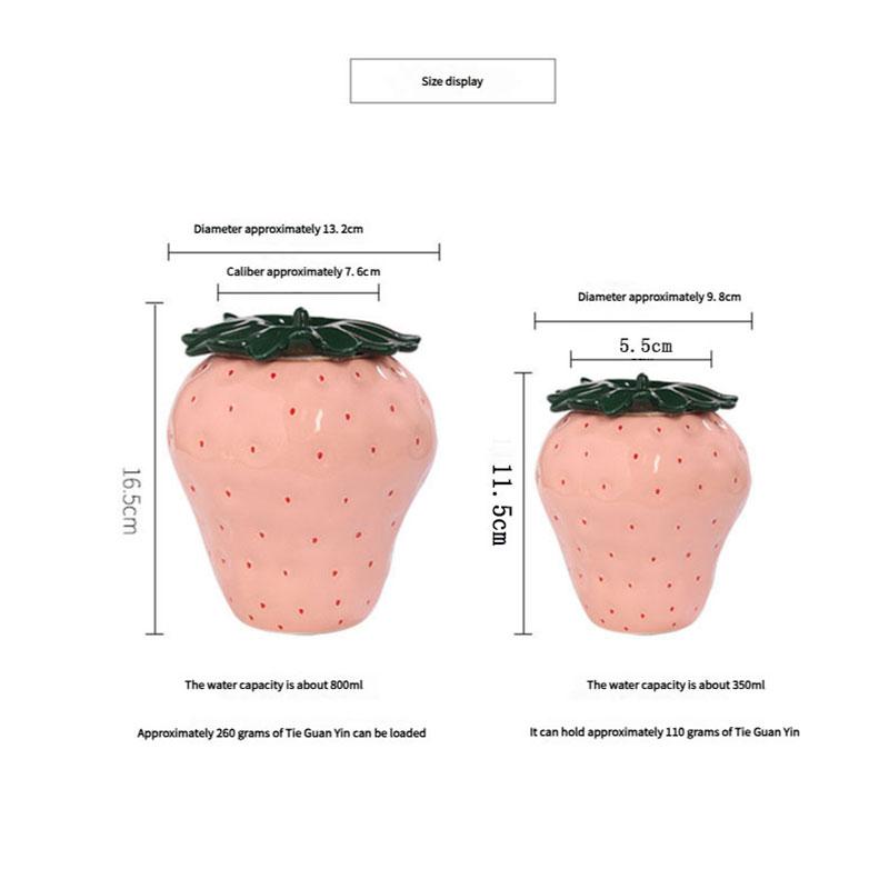 Cute Strawberry Ceramic Storage Jar Set - Multi-Size Pink & Red Canisters for Kitchen Storage, Tea, Snacks, Home Decor Gift