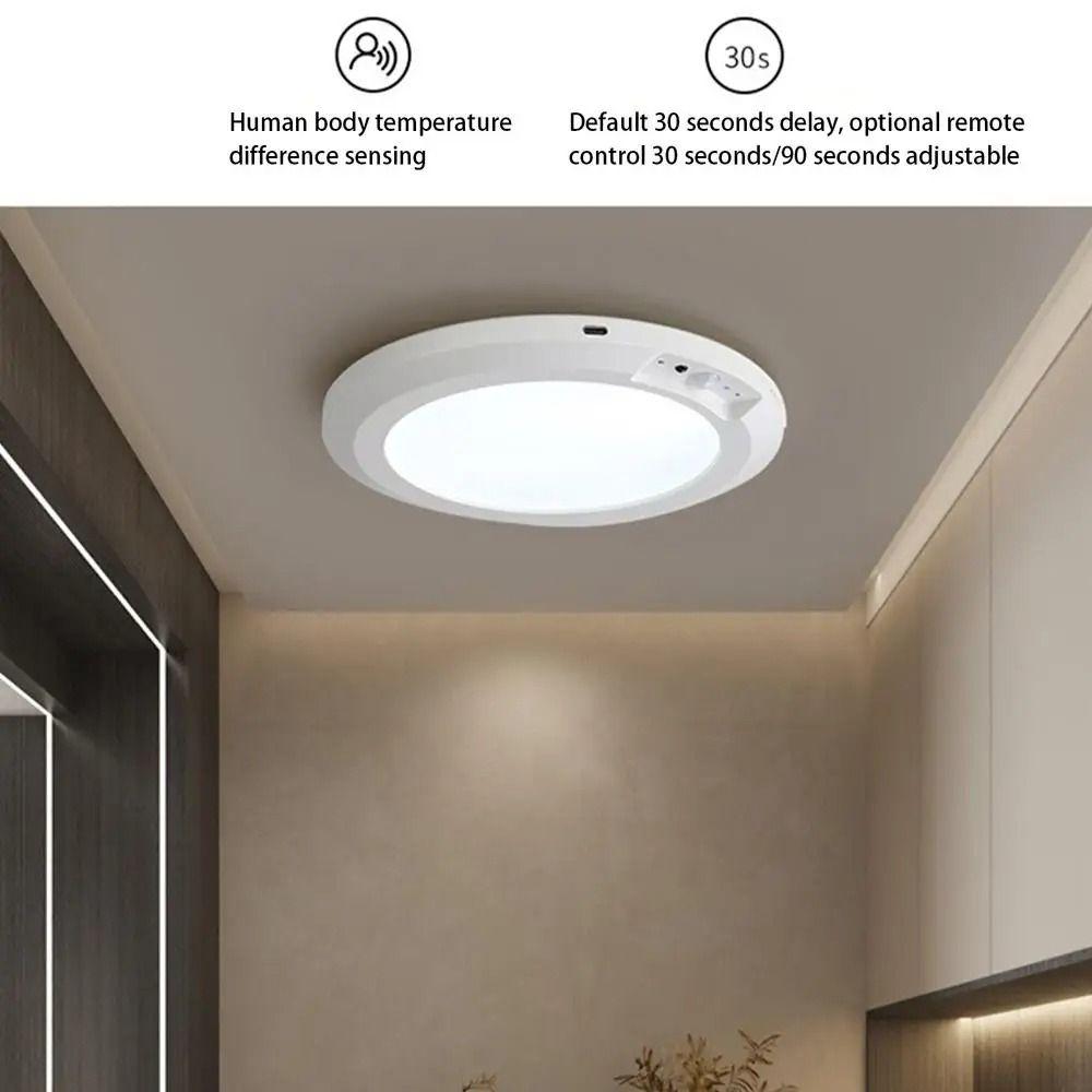 Wireless Induction Motion Sensor Lights Round Night Light Easy To Install Ceiling Light  Bathroom
