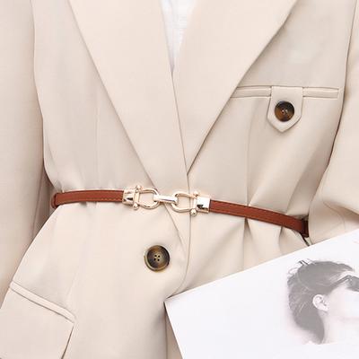 Damen Schmaler Gürtel mit Schnallen-Design, Taillenmieder, Taillengürtel mit goldener Schnalle, Länge verstellbar, Kunstledergürtel, Bekleidungszubehör