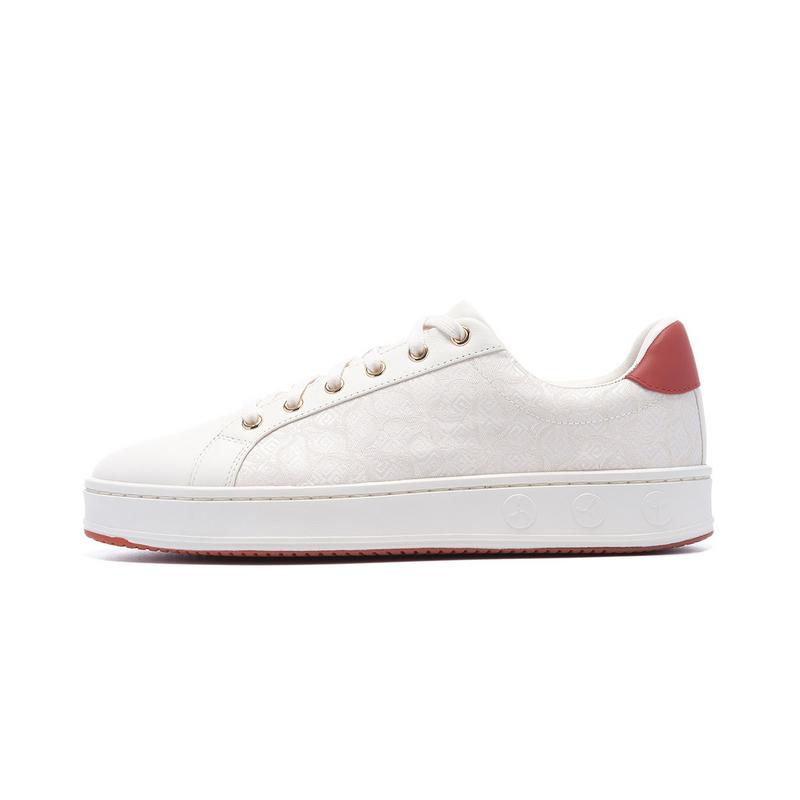 Li-Ning 1990 Fashion Casual Slip-Resistant Durable Low-Top Skate Shoes Women sneaker White Red ALHV054-1