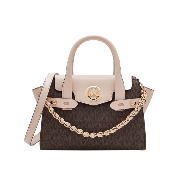 

Michael Kors MK Carmen Vintage Color Block Leather Woven Chain Shoulder Bag Women Handbags Pink 30T0GNMM0B266 Basic Set (Bag+Dust Bag)
