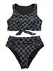 2026 European & American Plus Size Sexy Plaid Bikini - High Waist Tummy Control Two-piece Swimsuit