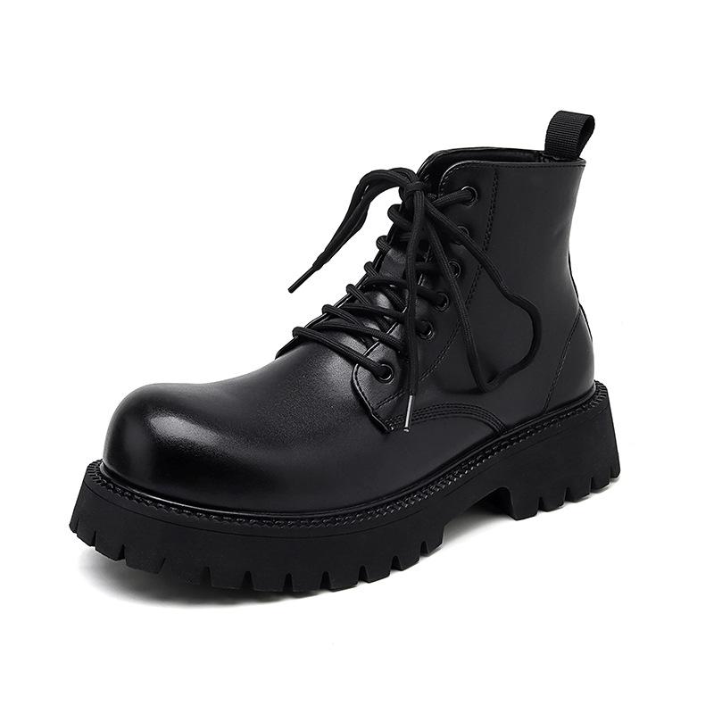 

Мужские ботинки Мартин 2024 года Высокие на шнуровке Красивый тренд Растущая молодежь Большие размеры Флисовые теплые ботинки 8268-R 38 чёрный