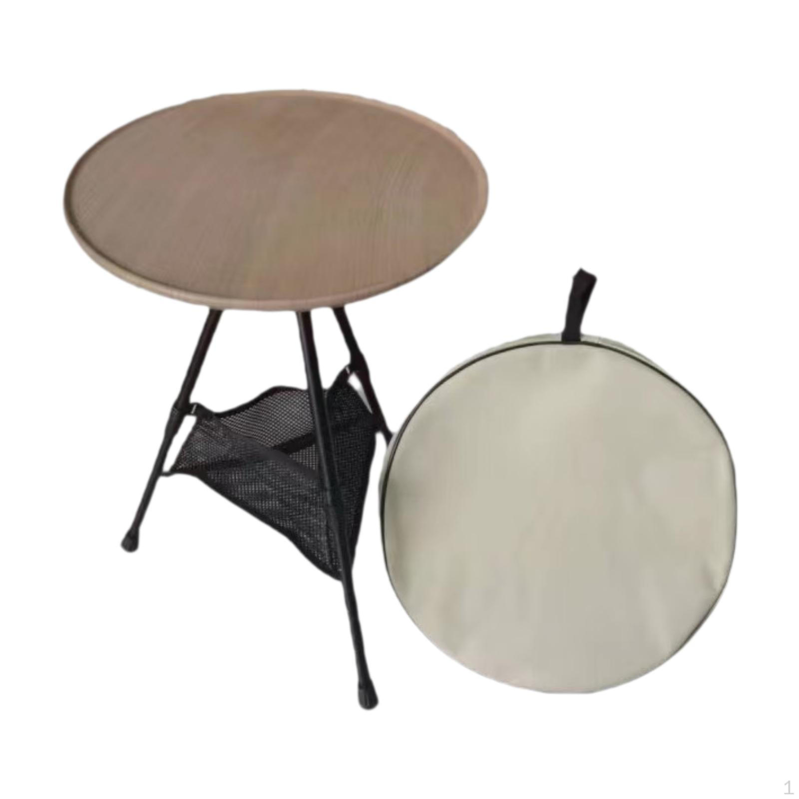 

Круглый стол для кемпинга, портативный, складной, регулируемый, многофункциональный, с сетчатой сумкой, треугольный для коричневый