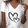 Heart Love Print Tshirt Female Ladies Harajuku Casual Tops Summer Short Sleeve Vneck Tshirt Heart Graphic Unisex Clothing
