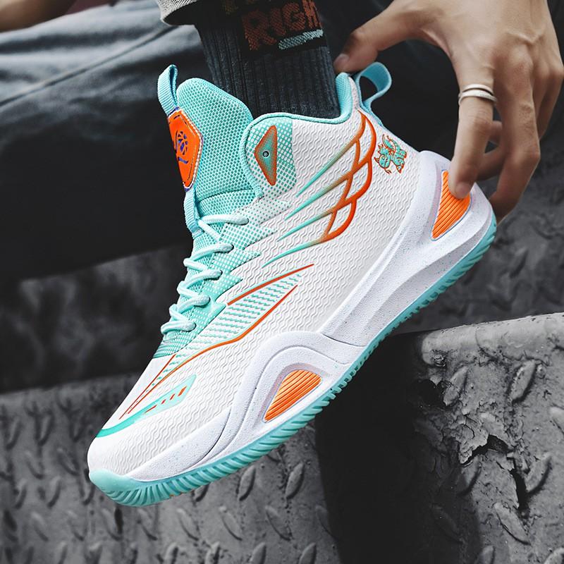 Unisex High-Top Basketball Sneakers Teens Adults Outdoor Sport Shoes Mesh Upper Rubber Sole