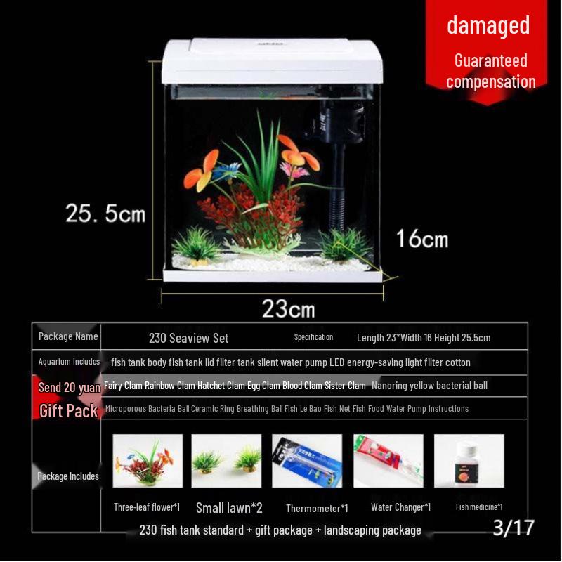 Clear Right Angle Desktop Aquarium for Living Rooms, Balconies, and Offices