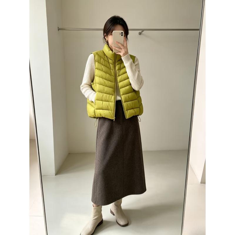 Korean stand-up collar ribs down vest women, winter new loose vest simple women's sleeveless top