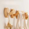 1/6PCS Punch Free Wall Hooks with Glue Wooden Round Square Bags Clothes Towels Hanging Hanger Home Bedroom Kitchen Storage Racks