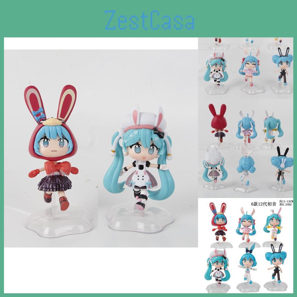 Pvc Delightful Rabbit Ears Hatsune Miku Q Version Doll Collectible Figurines